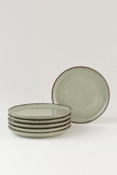 Hermia Juego para servir tartas de Porcelana, 6 piezas, Verde claro Hermia Juego para servir tartas de Porcelana, 6 piezas, Verde claro